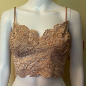 Lace Cropped Bralette in Tan